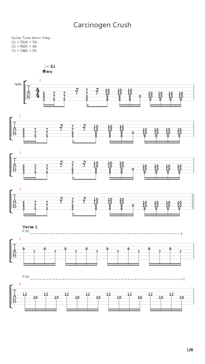 Carcinogen Crush吉他谱