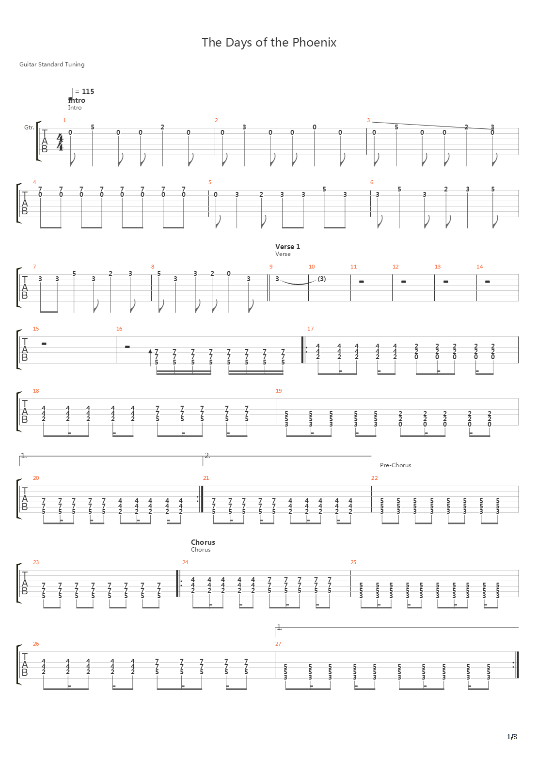 Days Of The Phoenix吉他谱