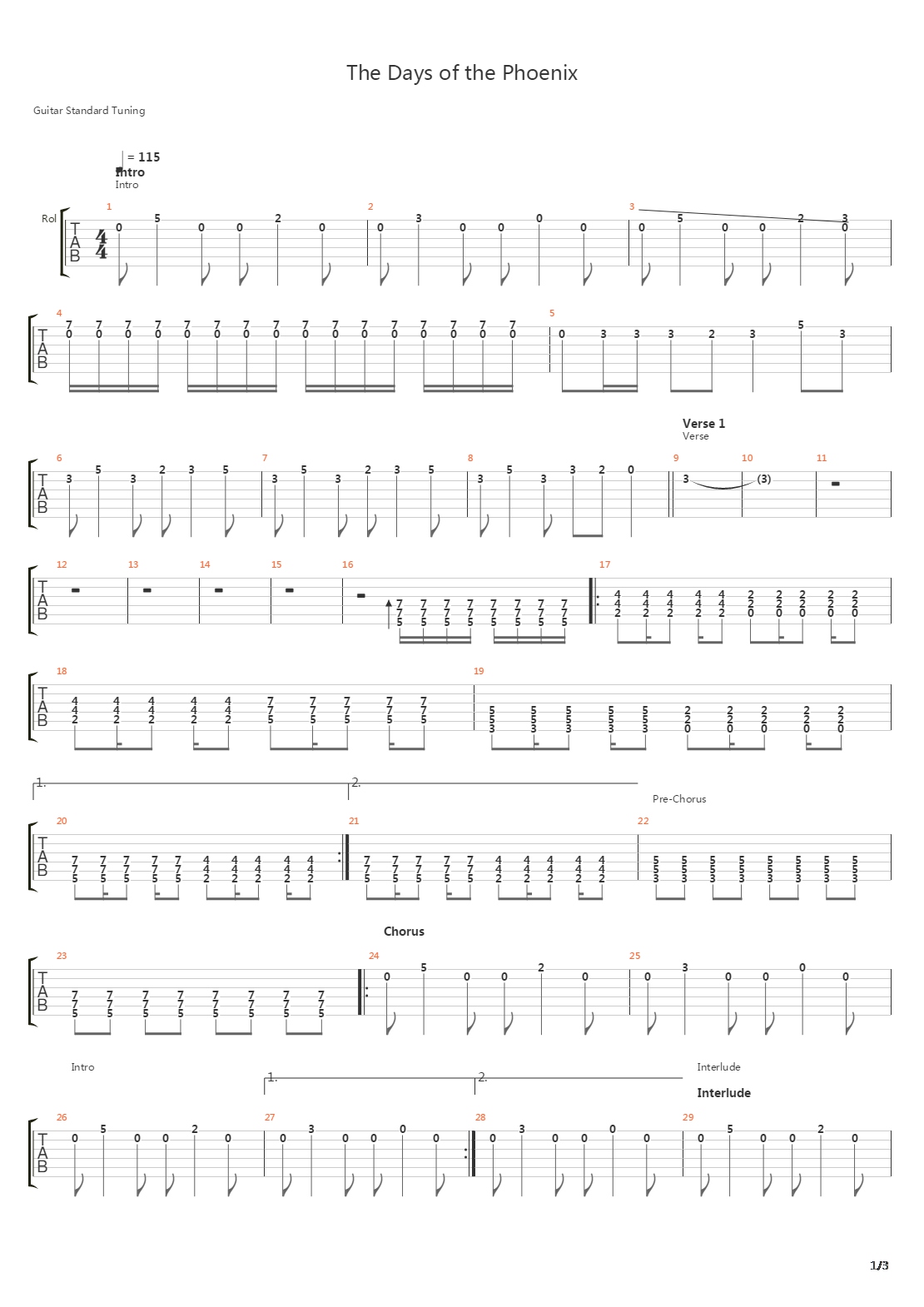 Days Of The Phoenix吉他谱
