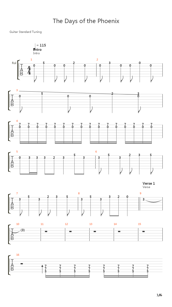 Days Of The Phoenix吉他谱