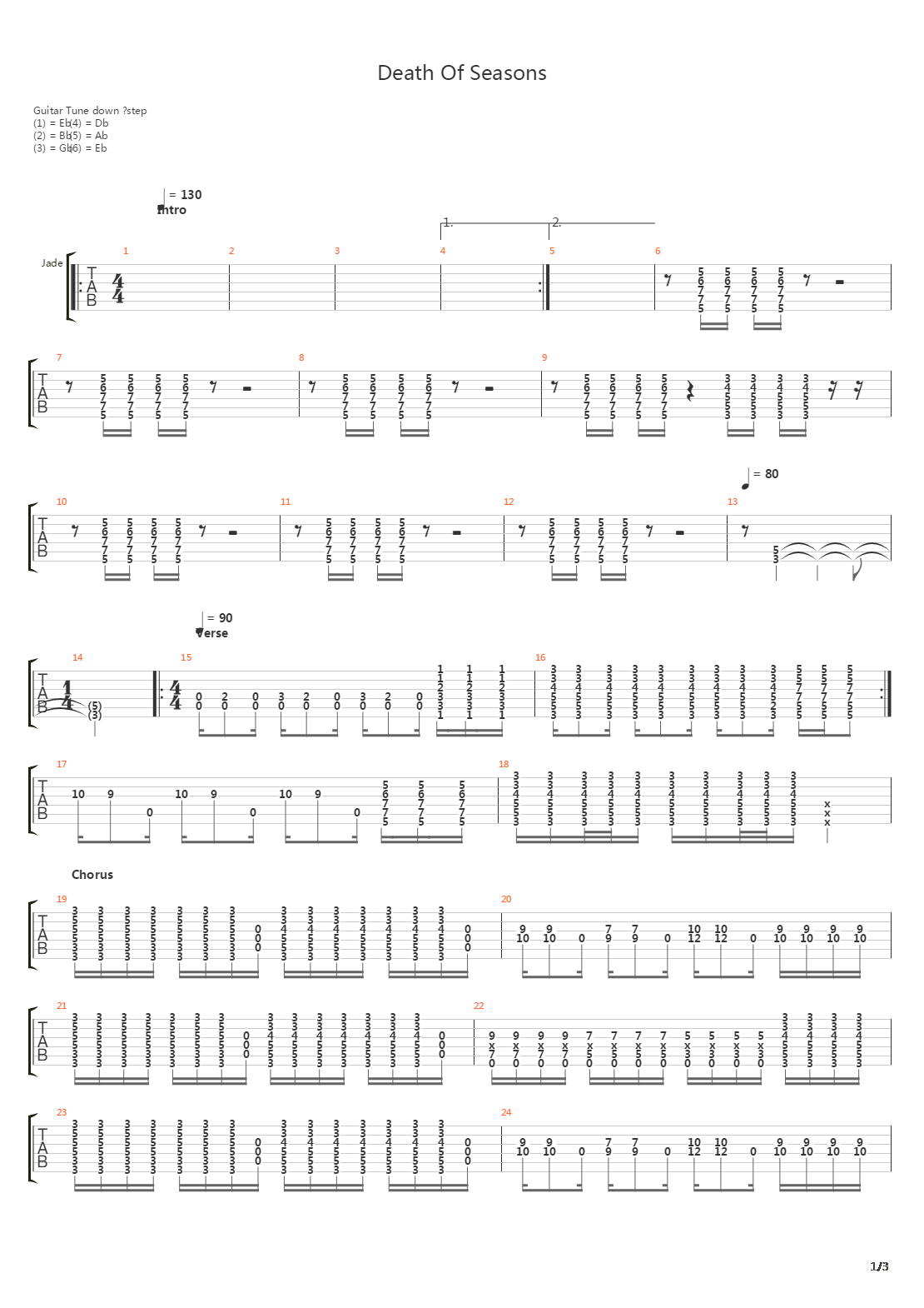 Death Of Seasons吉他谱