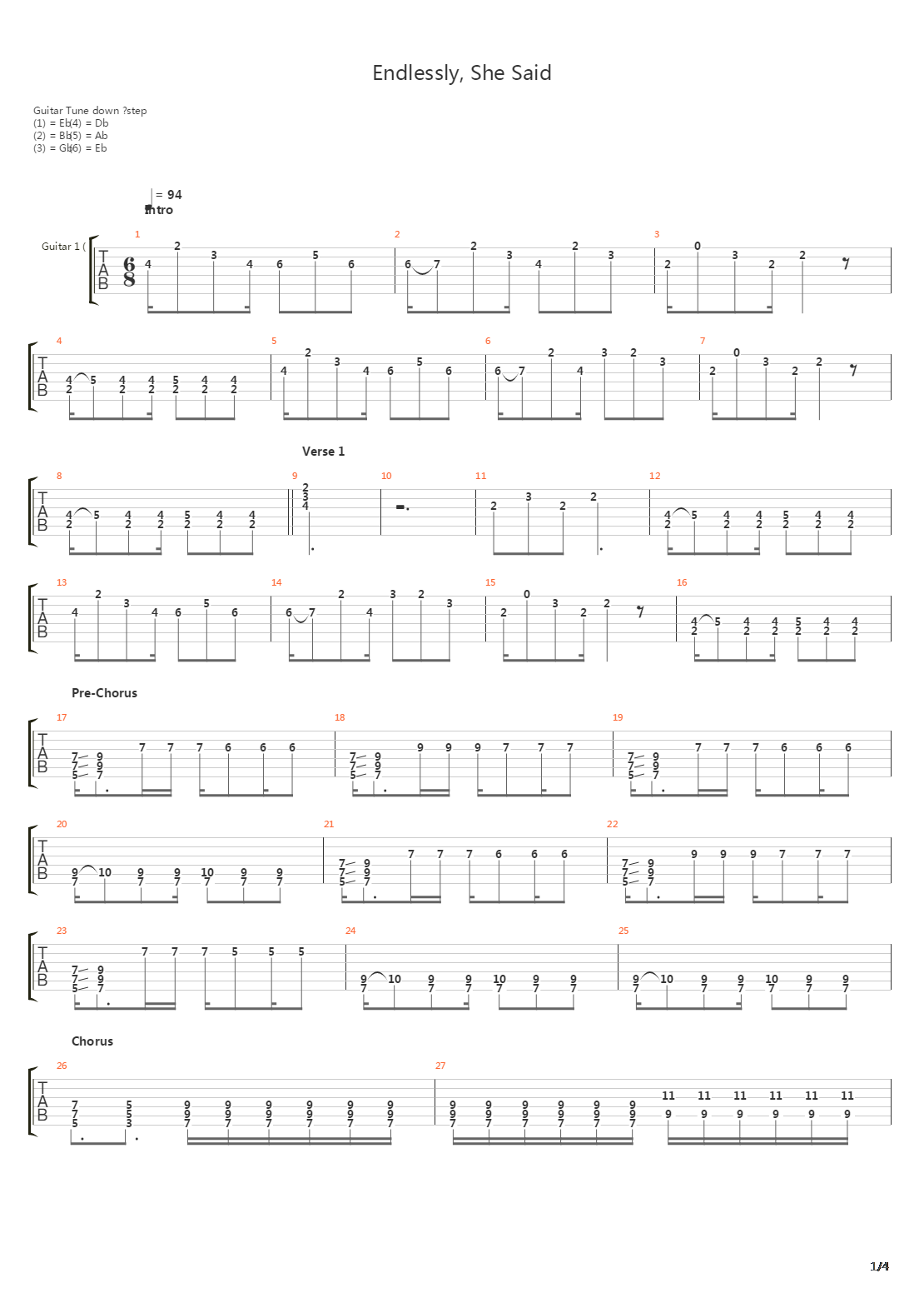 Endlessly She Said吉他谱