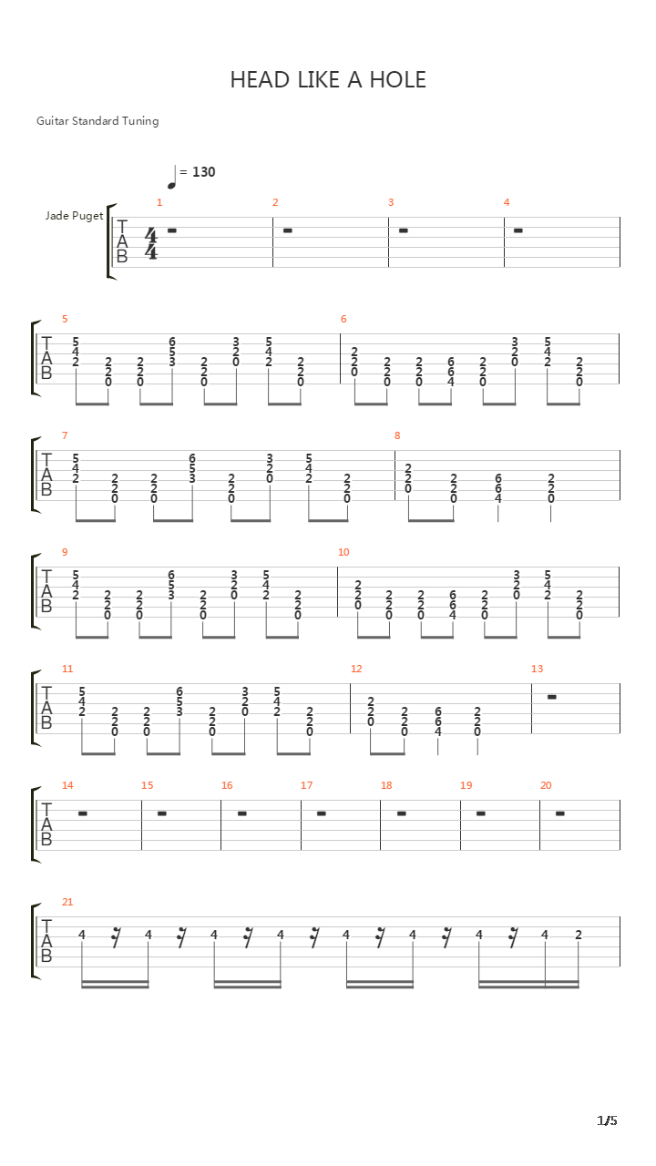 Head Like A Hole吉他谱