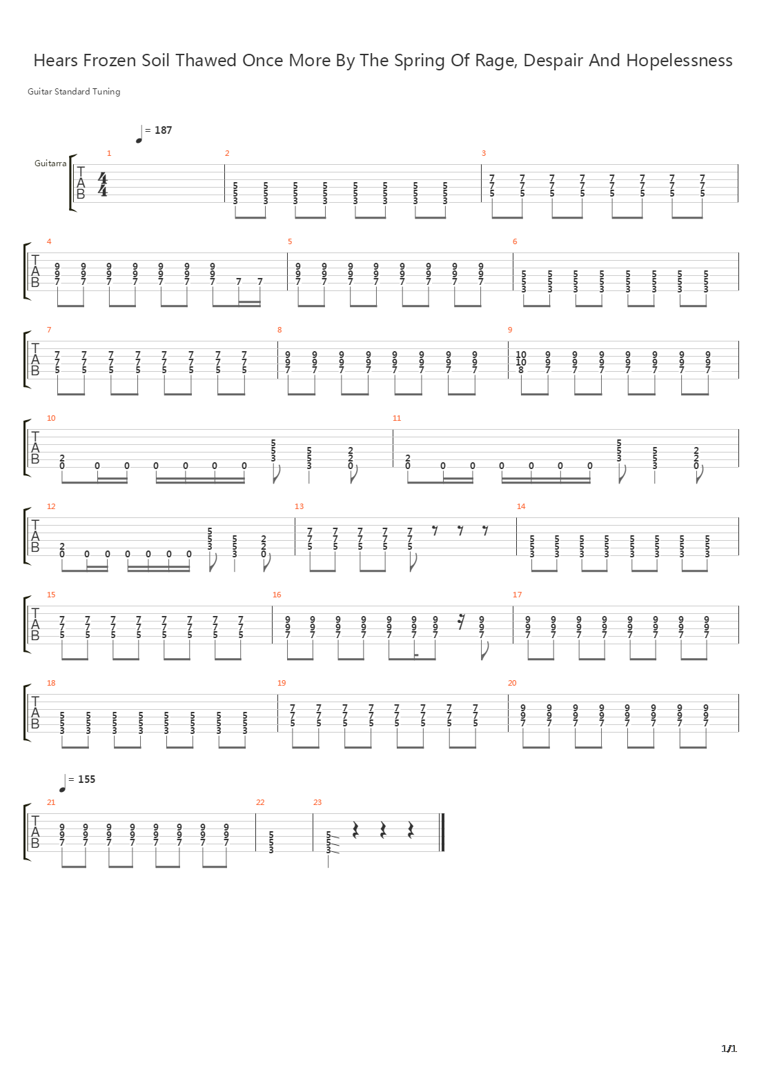 Hears Frozen Soil Thawed Once More By The Spring Of Rage Despair And Hopelessnes吉他谱