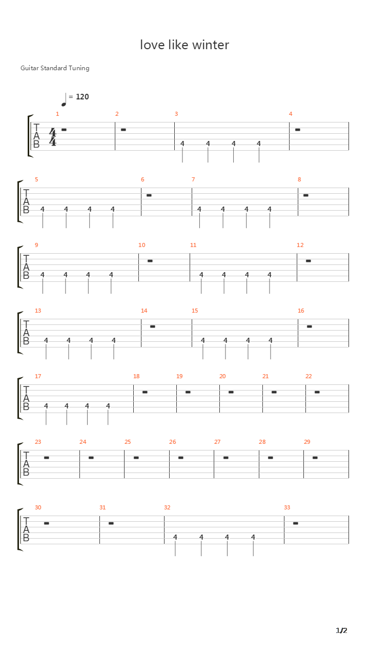 Love Like Winter吉他谱