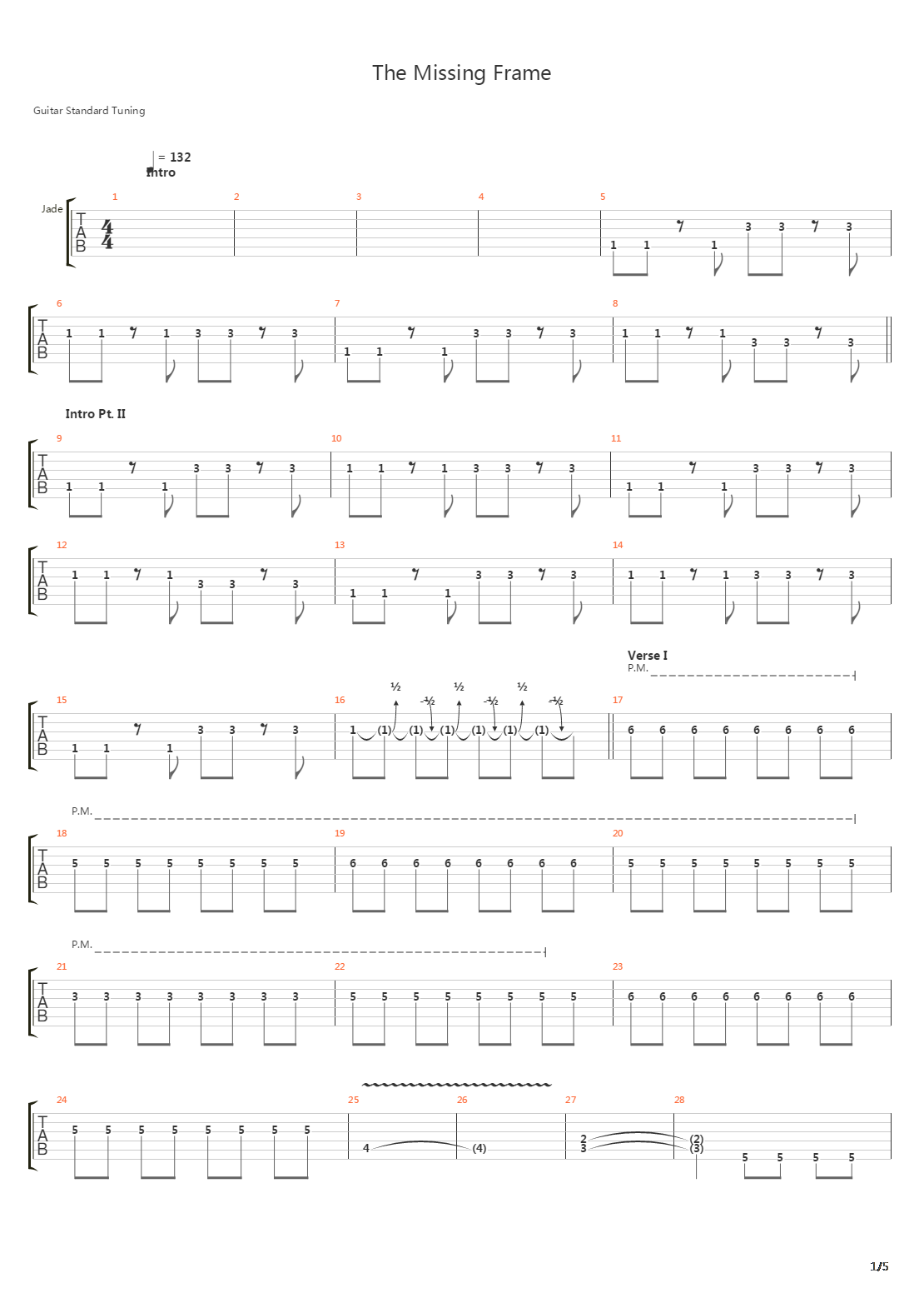 Missing Frame吉他谱