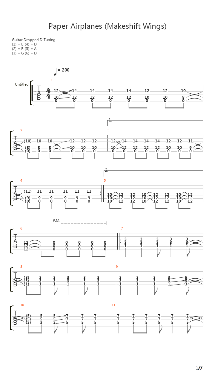 Paper Airplanes吉他谱