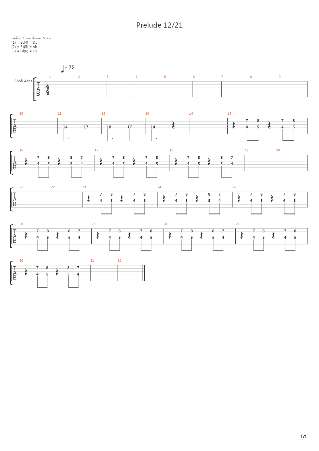 Prelude 1221吉他谱