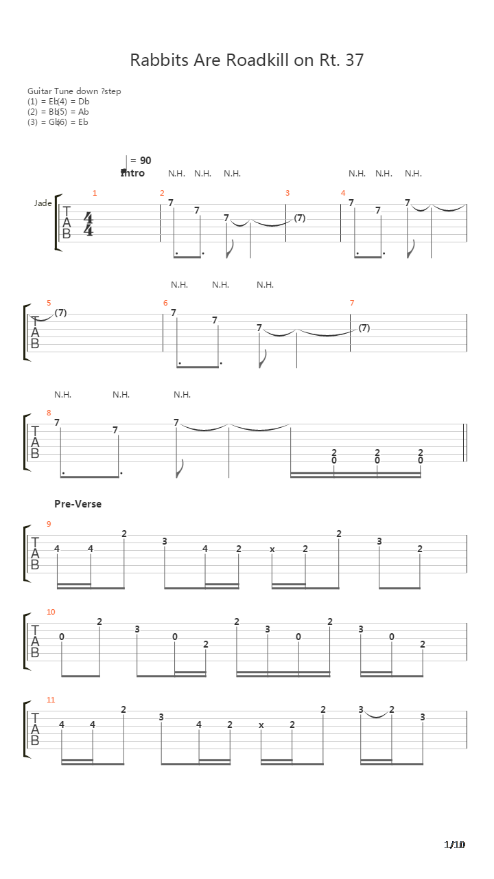 Rabbits Are Roadkill On Route 37吉他谱