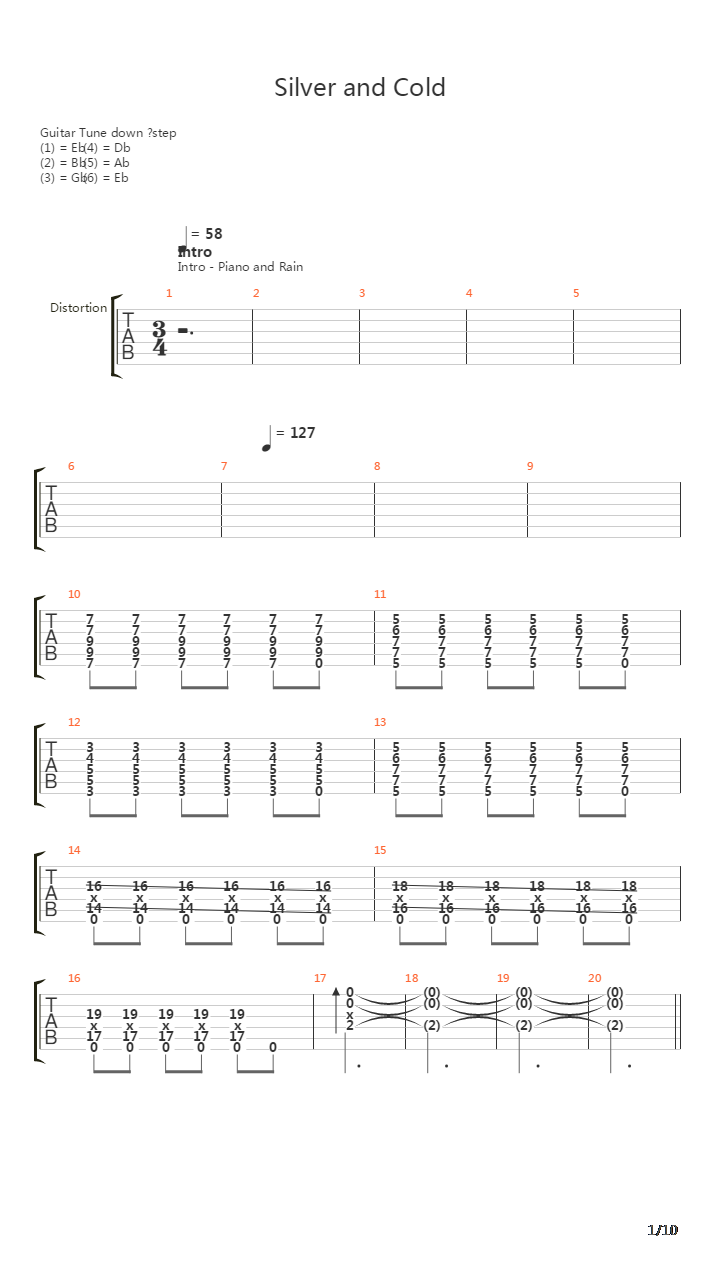 Silver And Cold吉他谱