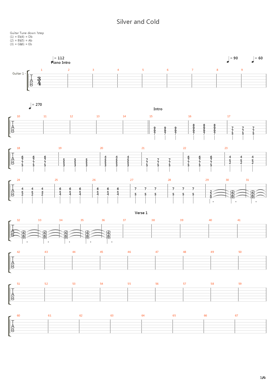 Silver And Cold吉他谱