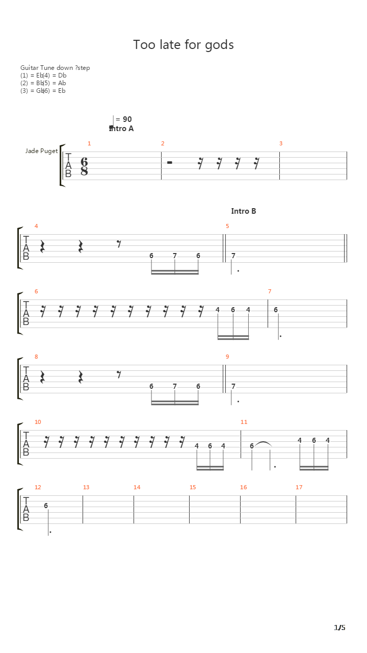 Too Late For Gods吉他谱