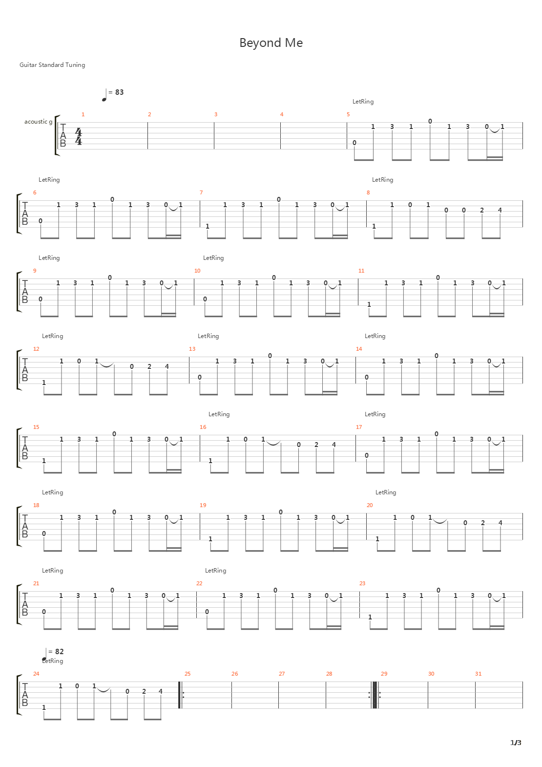 Beyond Me吉他谱