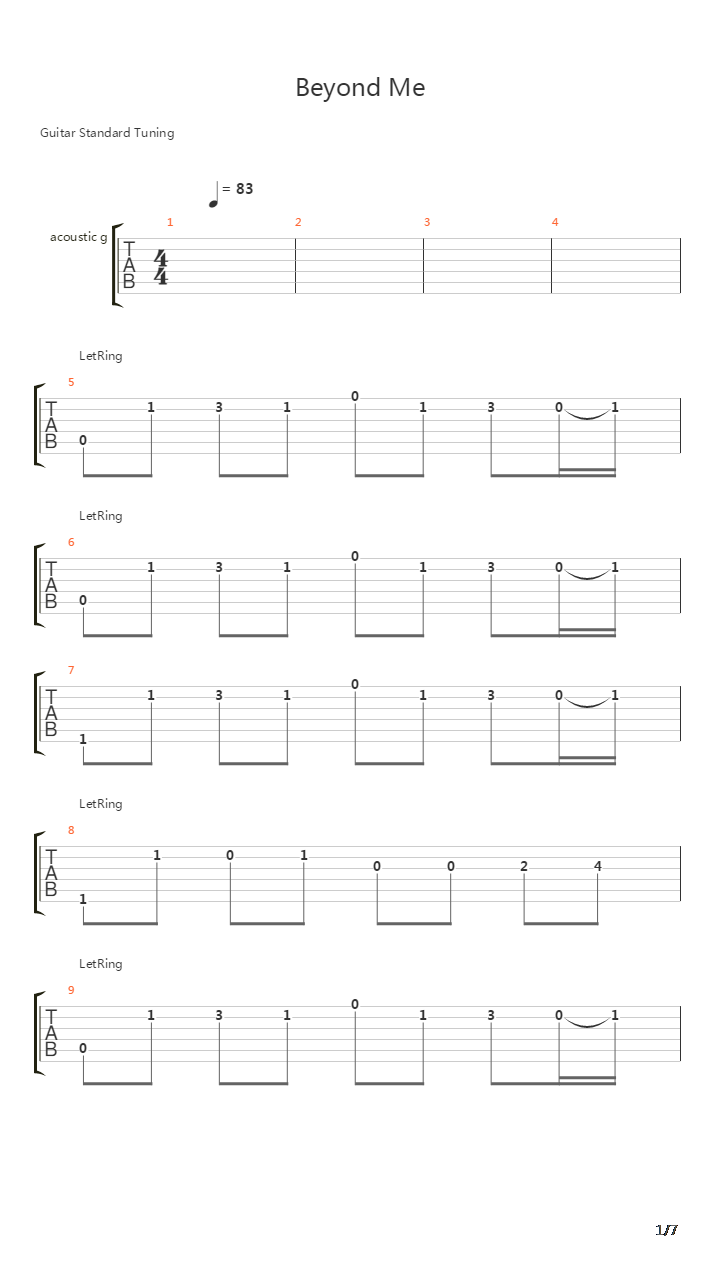 Beyond Me吉他谱