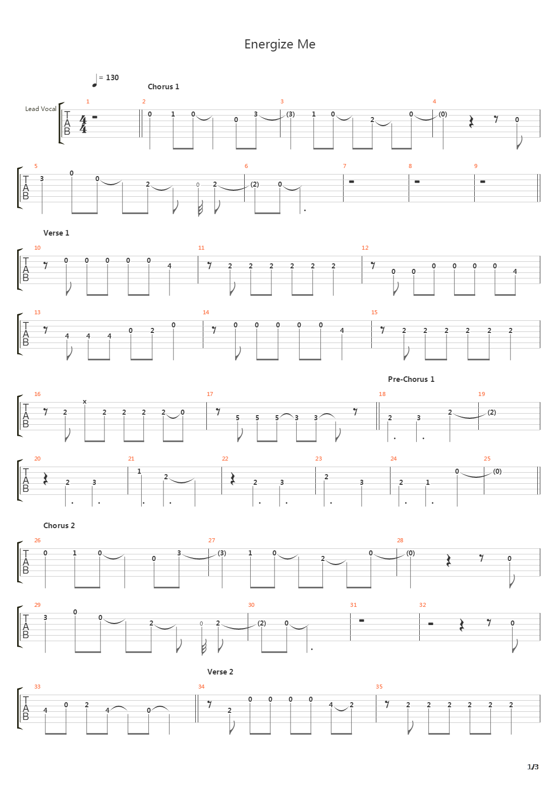 Energize Me吉他谱