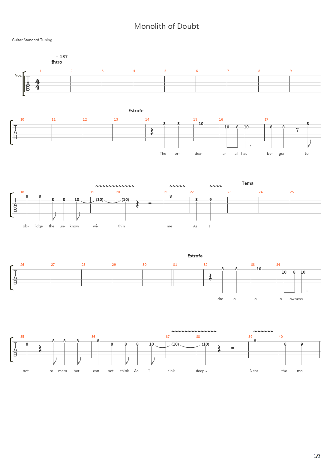 Monolith Of Doubt吉他谱