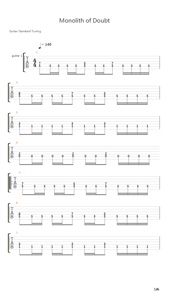 Monolith Of Doubt吉他谱