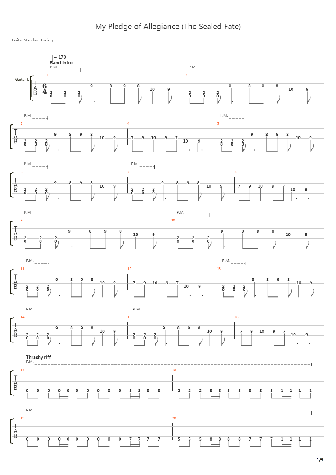 My Pledge Of Allegiance Part 1 The Sealed Fate吉他谱