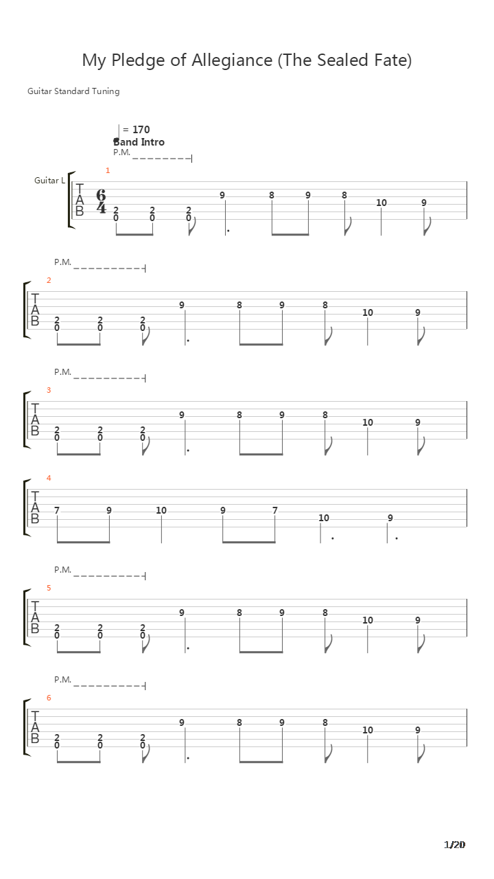 My Pledge Of Allegiance Part 1 The Sealed Fate吉他谱
