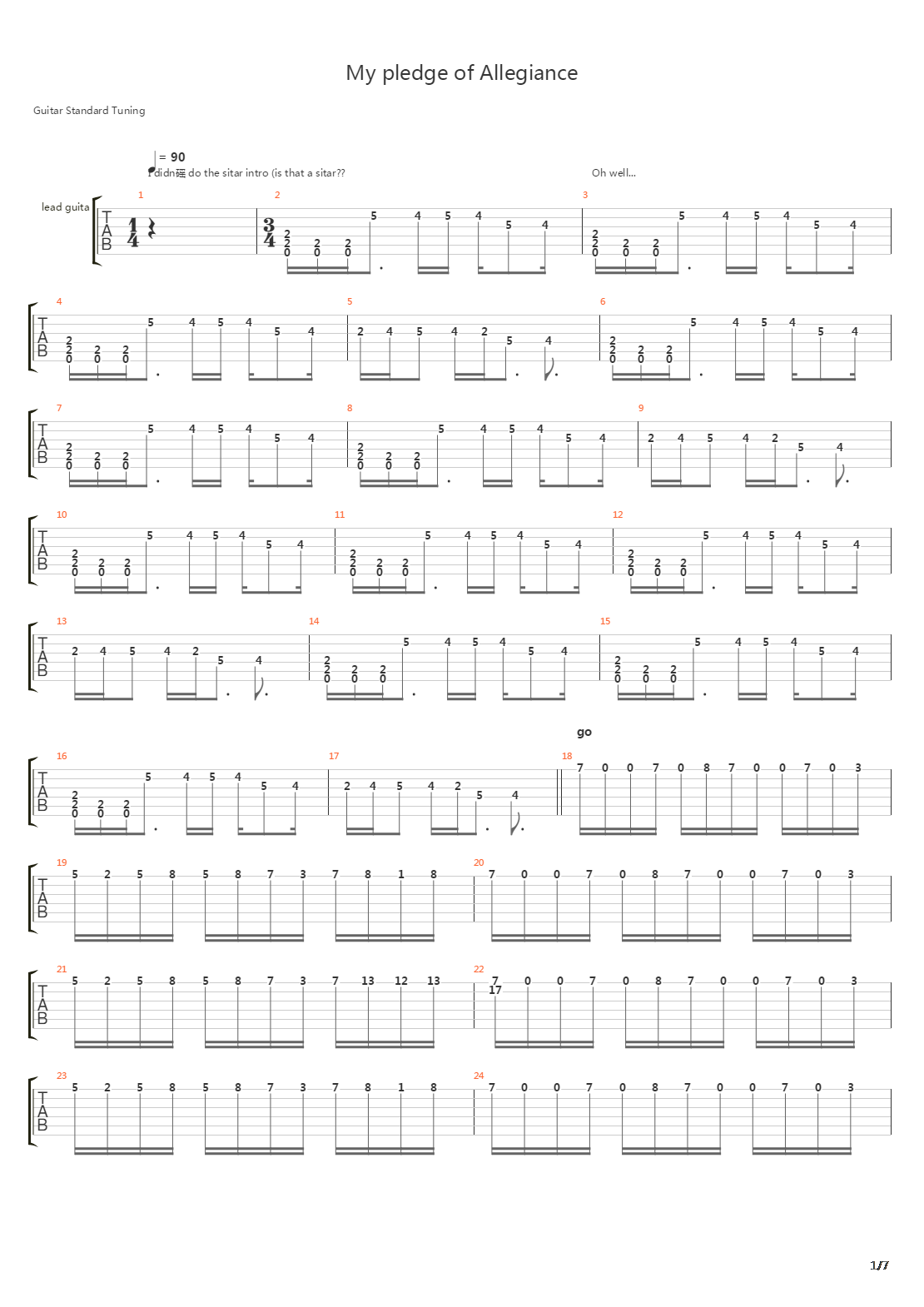 My Pledge Of Allegiance吉他谱