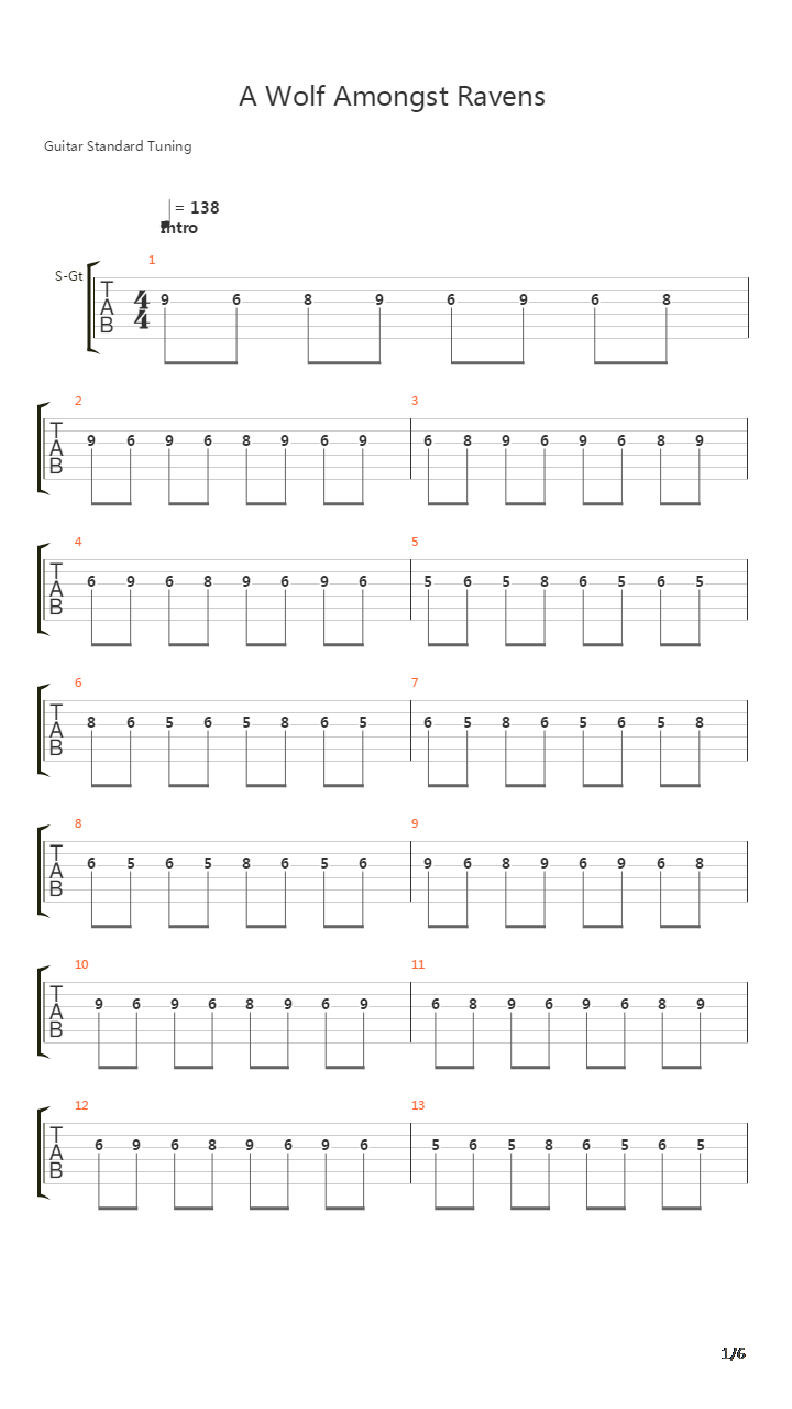 A Wolf Amongst Ravens吉他谱