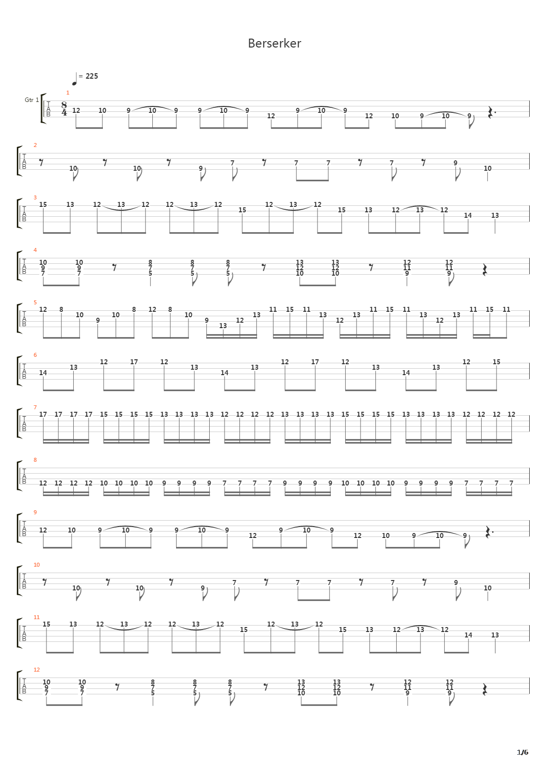 Berzerker吉他谱