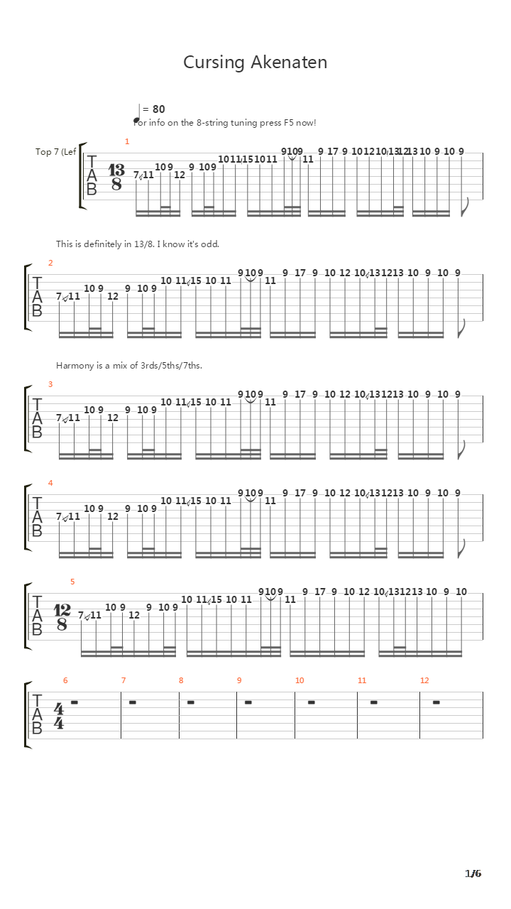 Cursing Akenaten吉他谱