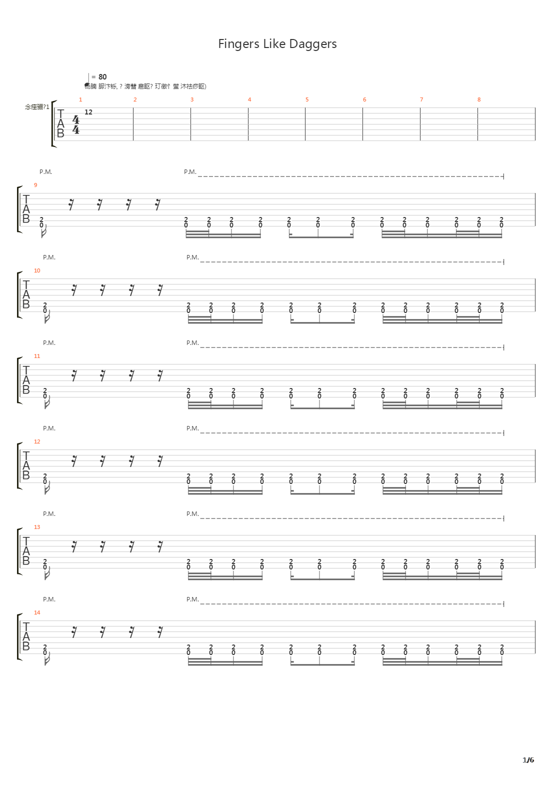Fingers Like Daggers吉他谱
