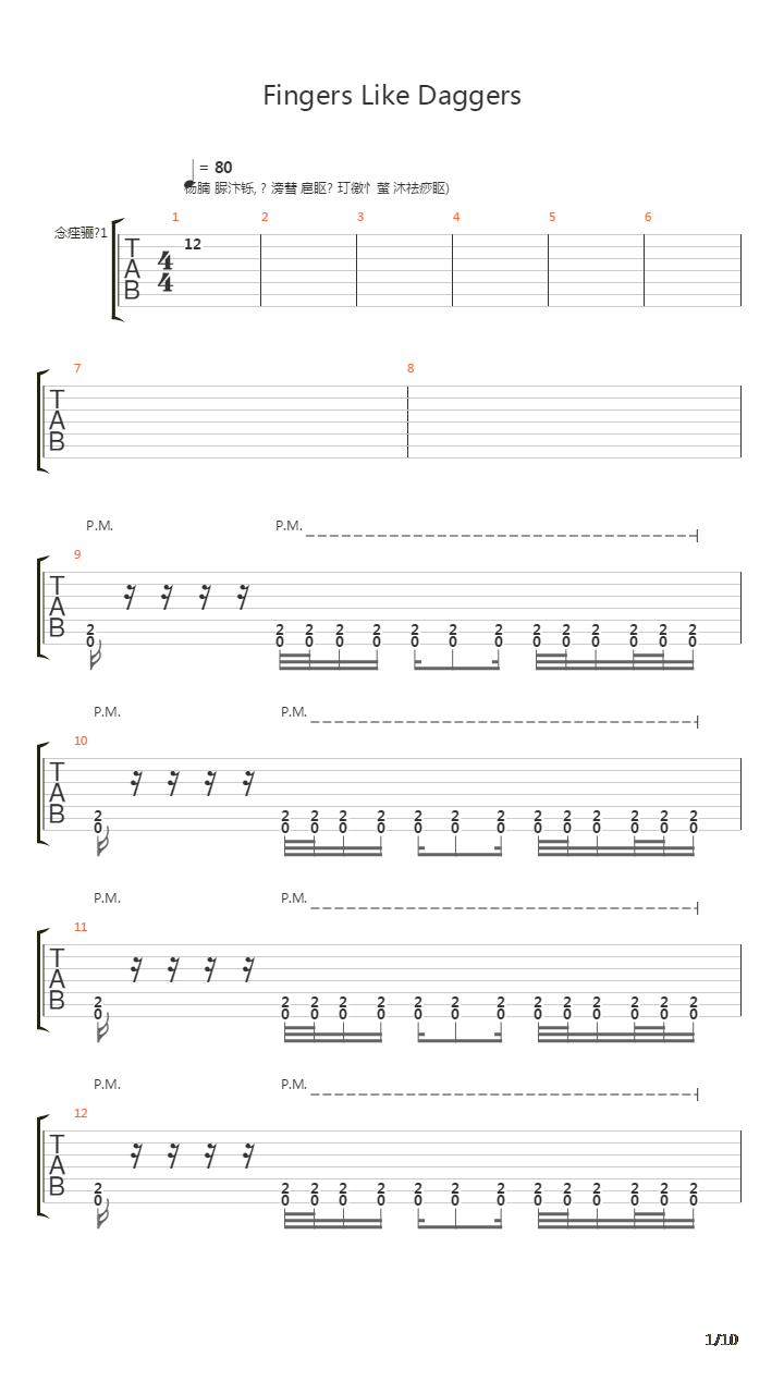 Fingers Like Daggers吉他谱