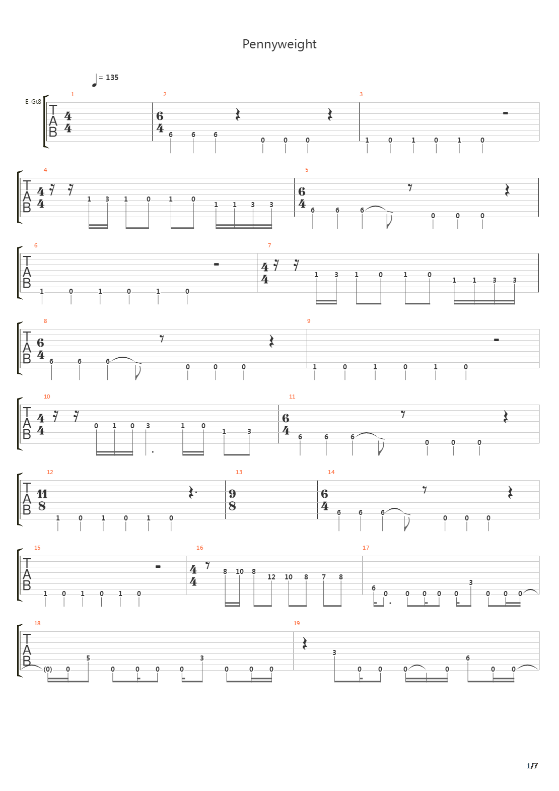 Pennyweight吉他谱
