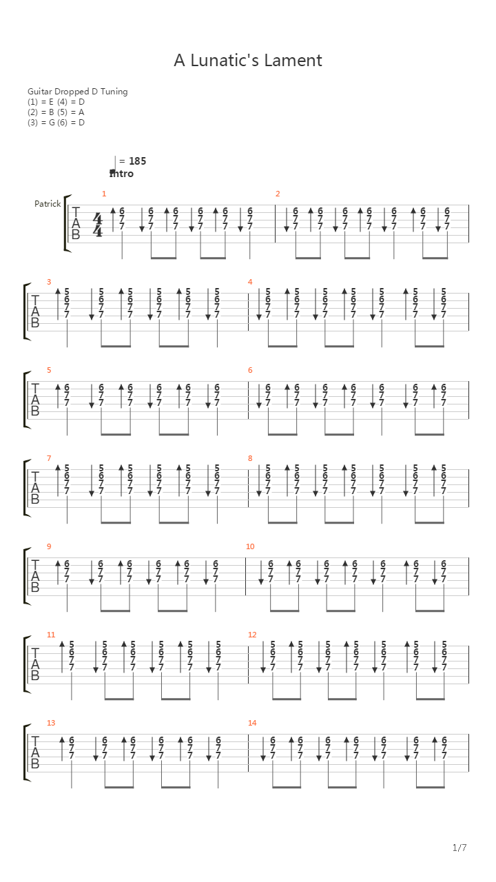 A Lunatics Lament吉他谱