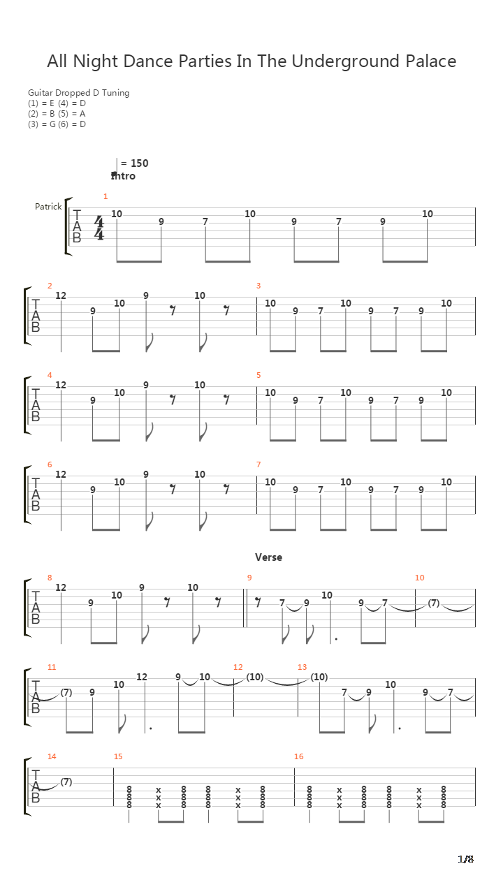 All Night Dance Parties In The Undeground Palace吉他谱