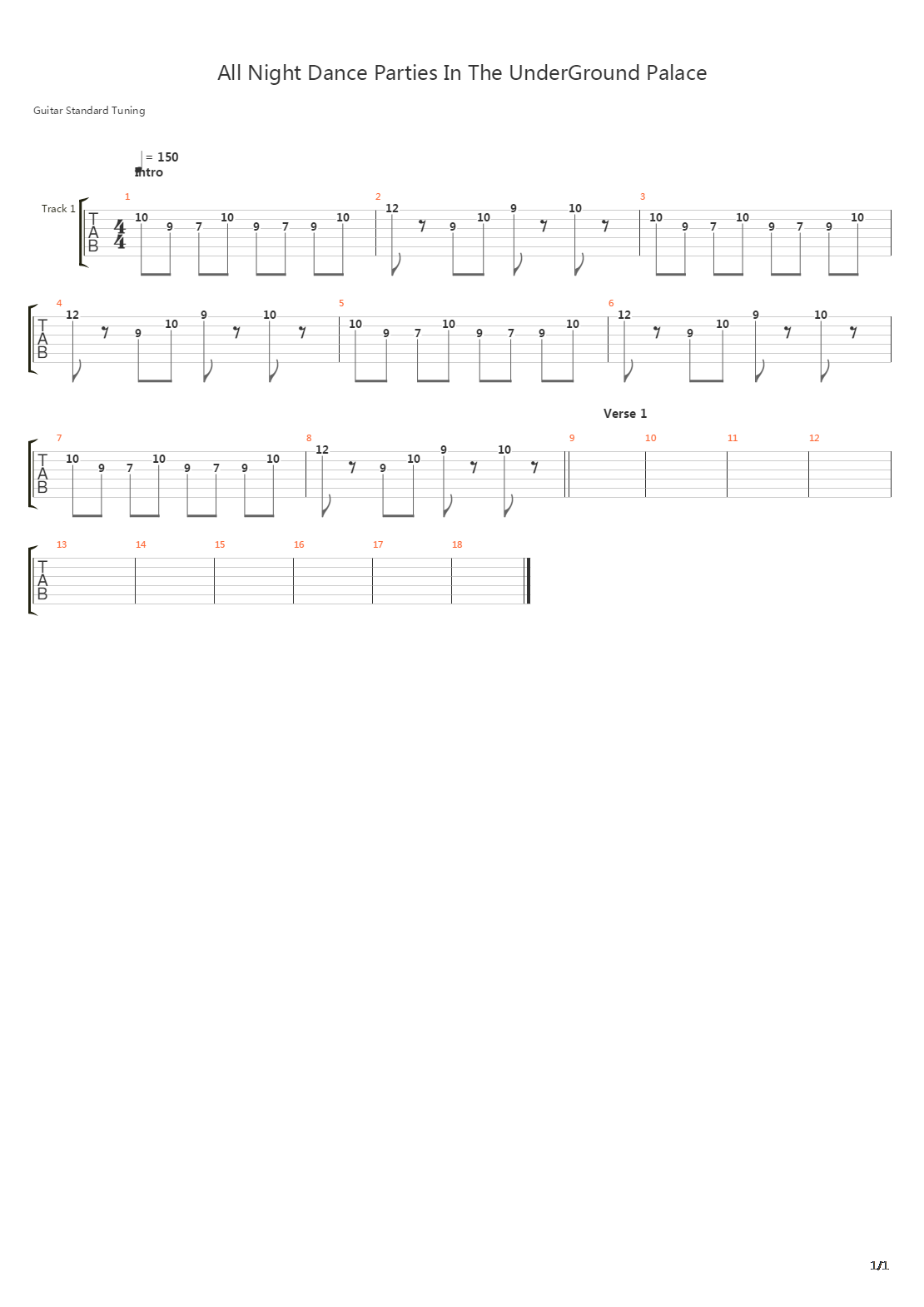 All Night Dance Parties In The Underground Palace吉他谱