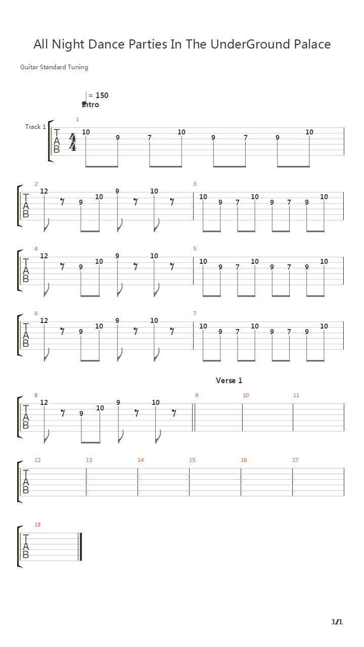 All Night Dance Parties In The Underground Palace吉他谱