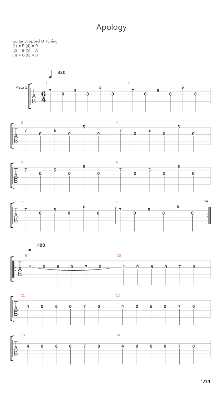 Apology吉他谱