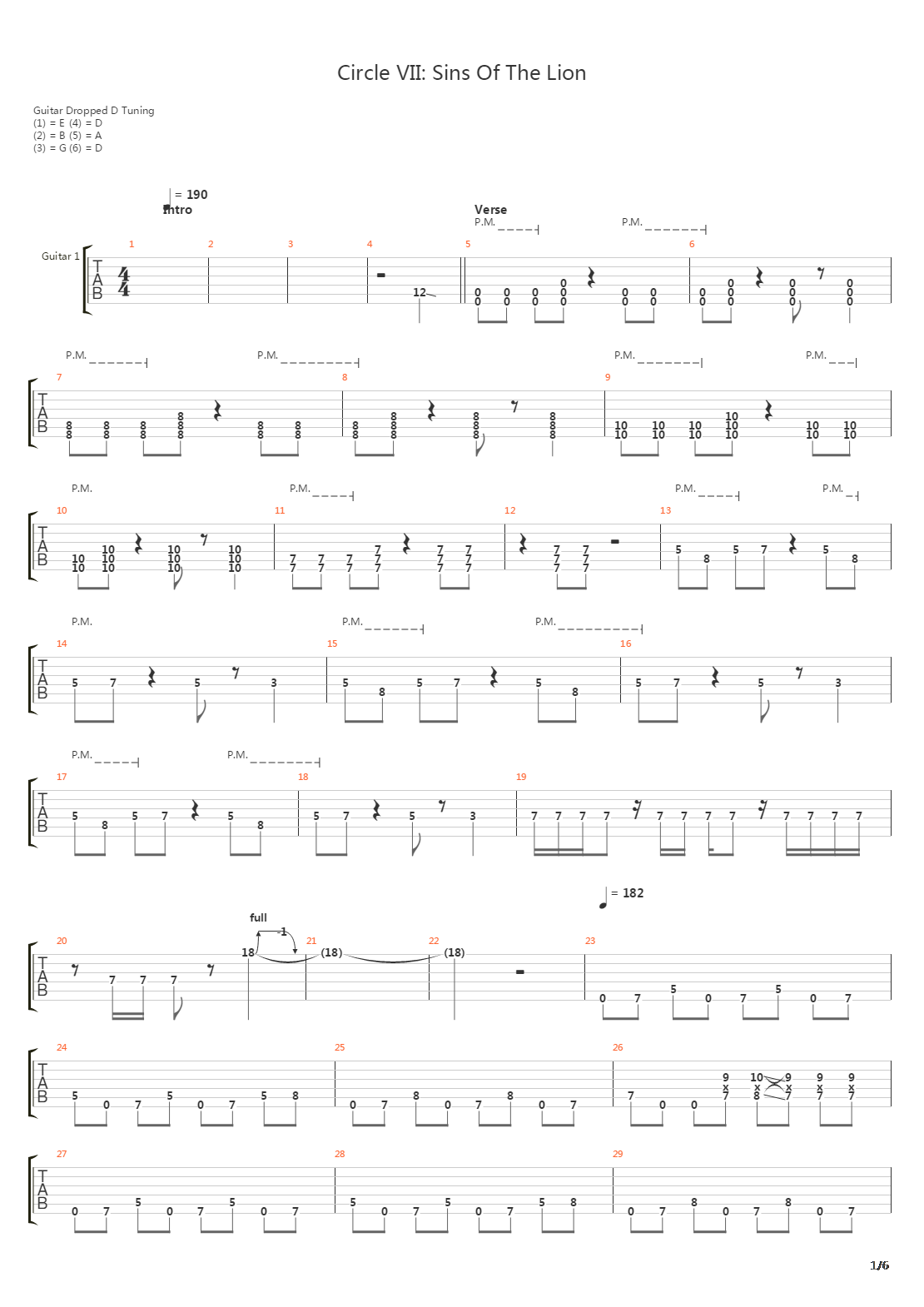 Circle Vii Sins Of The Lion吉他谱