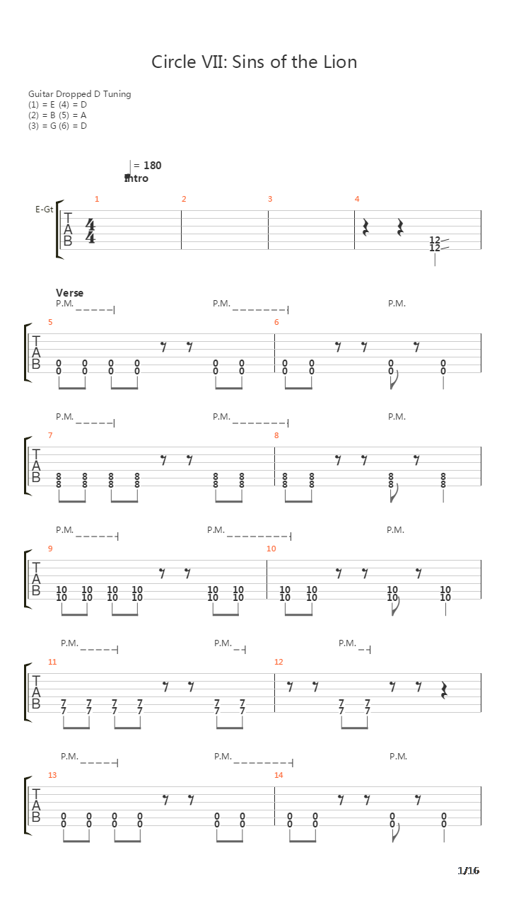 Circle Vii Sins Of The Lion吉他谱
