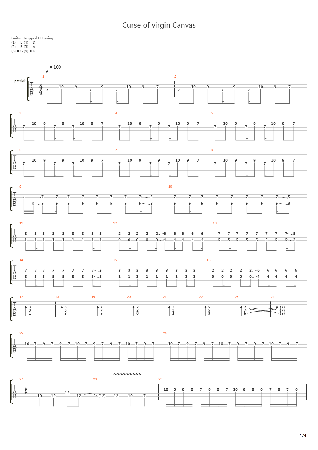 Curse Of The Virgin Canvas吉他谱