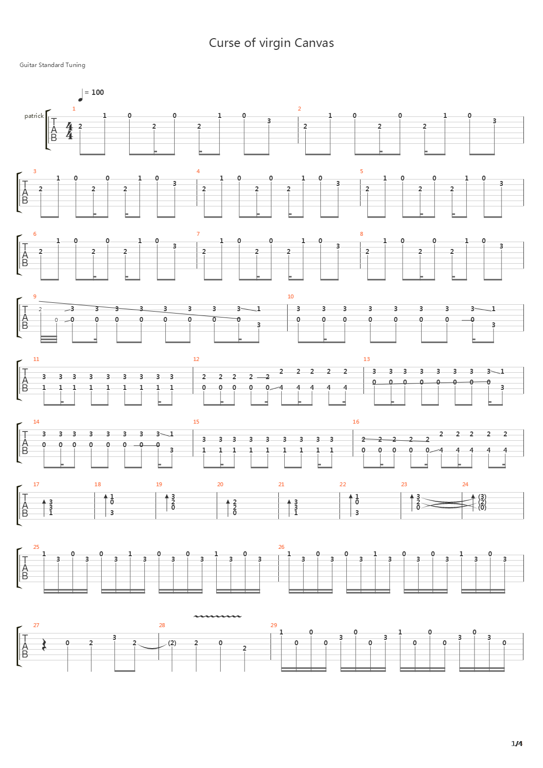 Curse Of The Virgin Canvas吉他谱