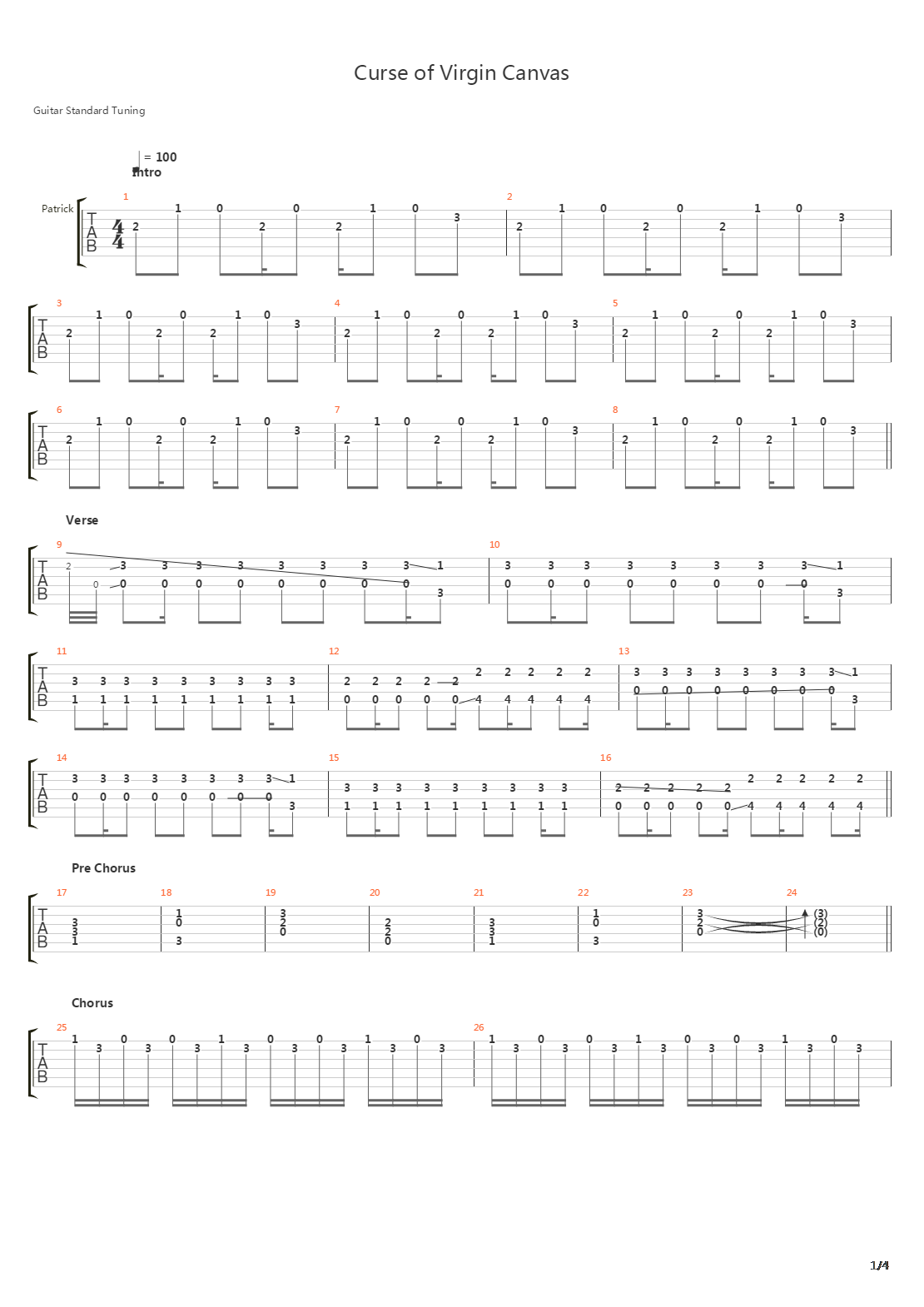 Curse Of The Virgin Canvas吉他谱