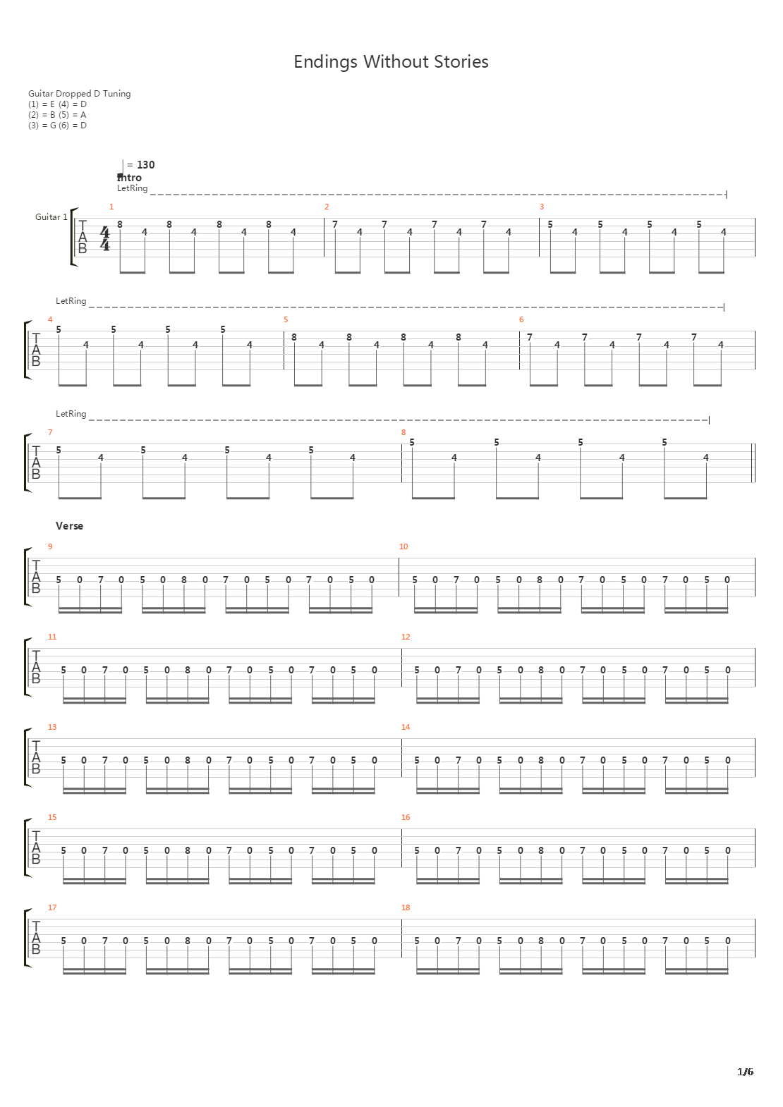 Endings Without Stories吉他谱