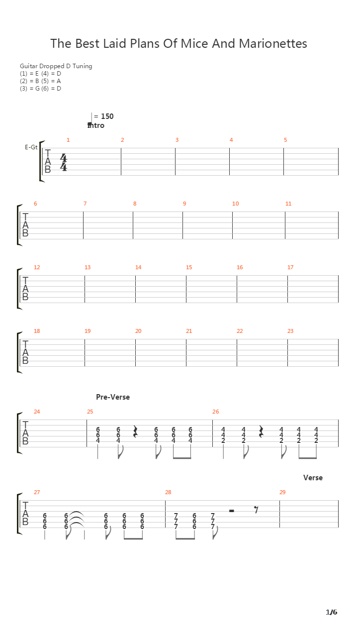 The Best Laid Plans Of Mice And Marionettes吉他谱