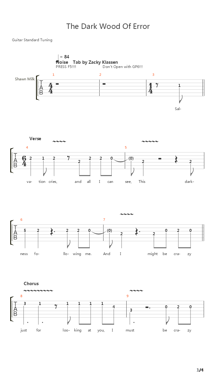 The Dark Wood Of Error吉他谱