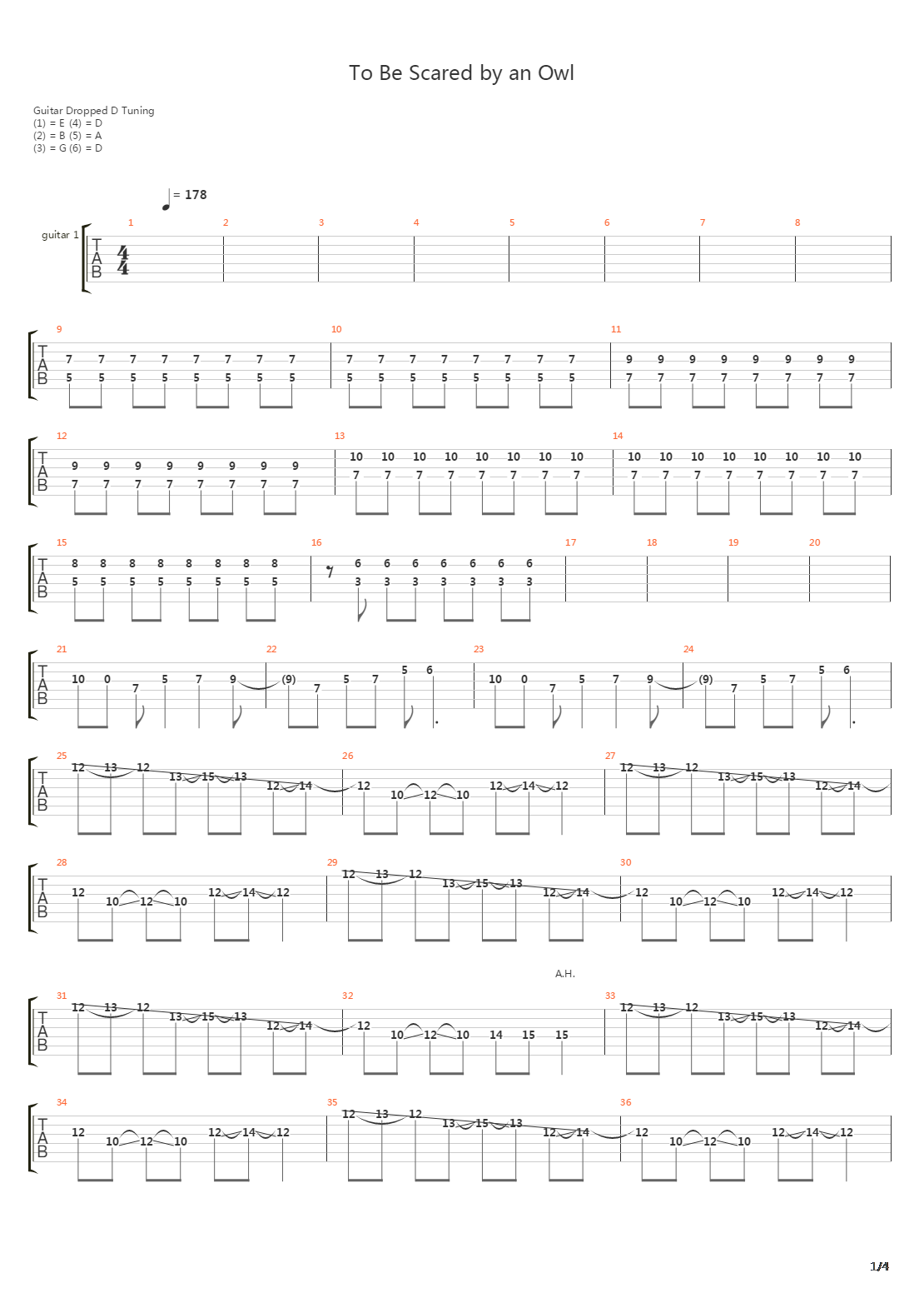 To Be Scared By An Owl吉他谱