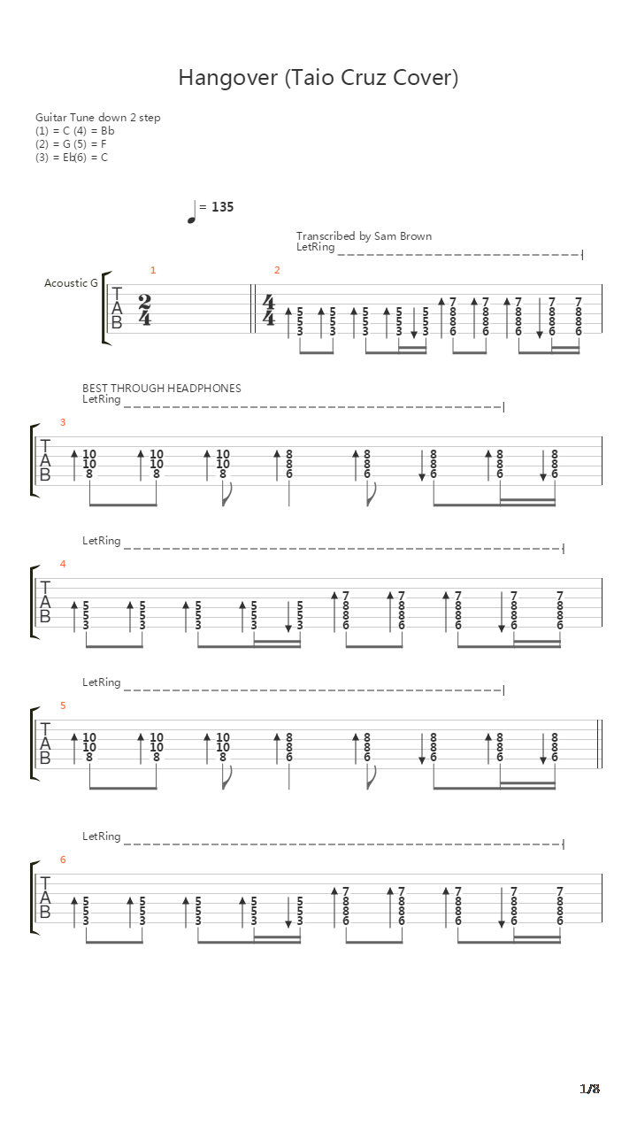 Hangover吉他谱