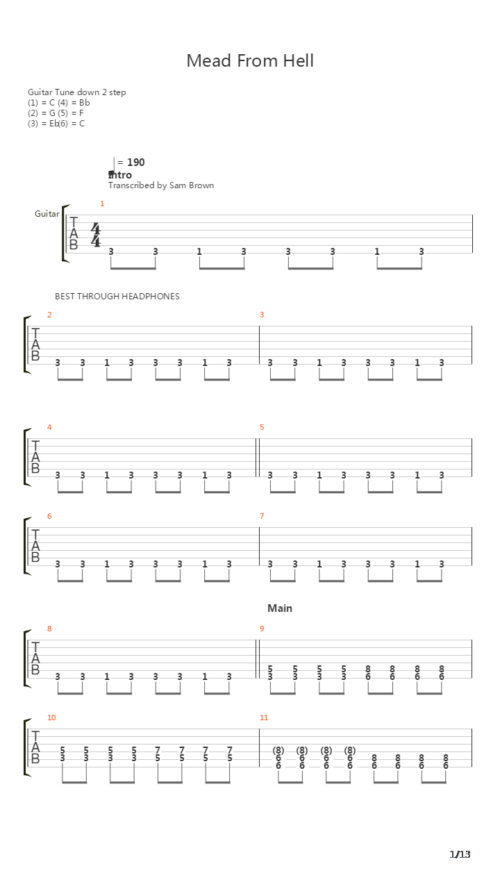 Mead From Hell吉他谱