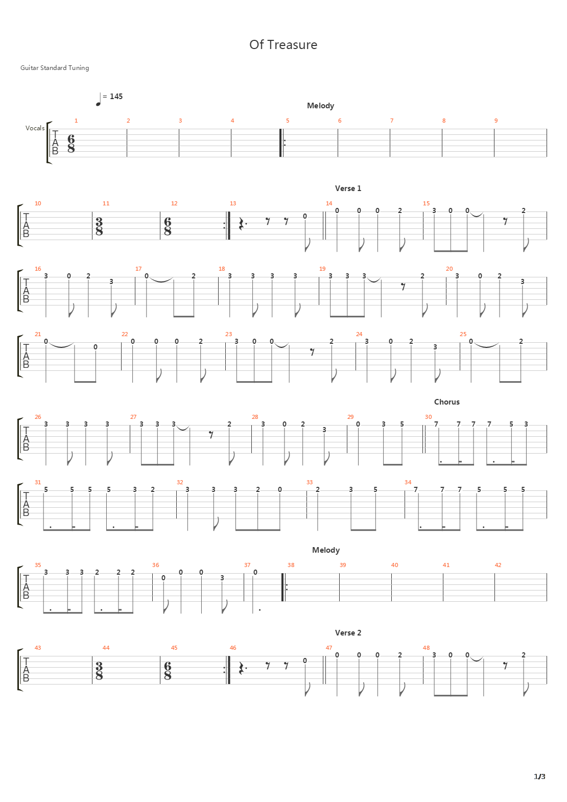 Of Treasure吉他谱