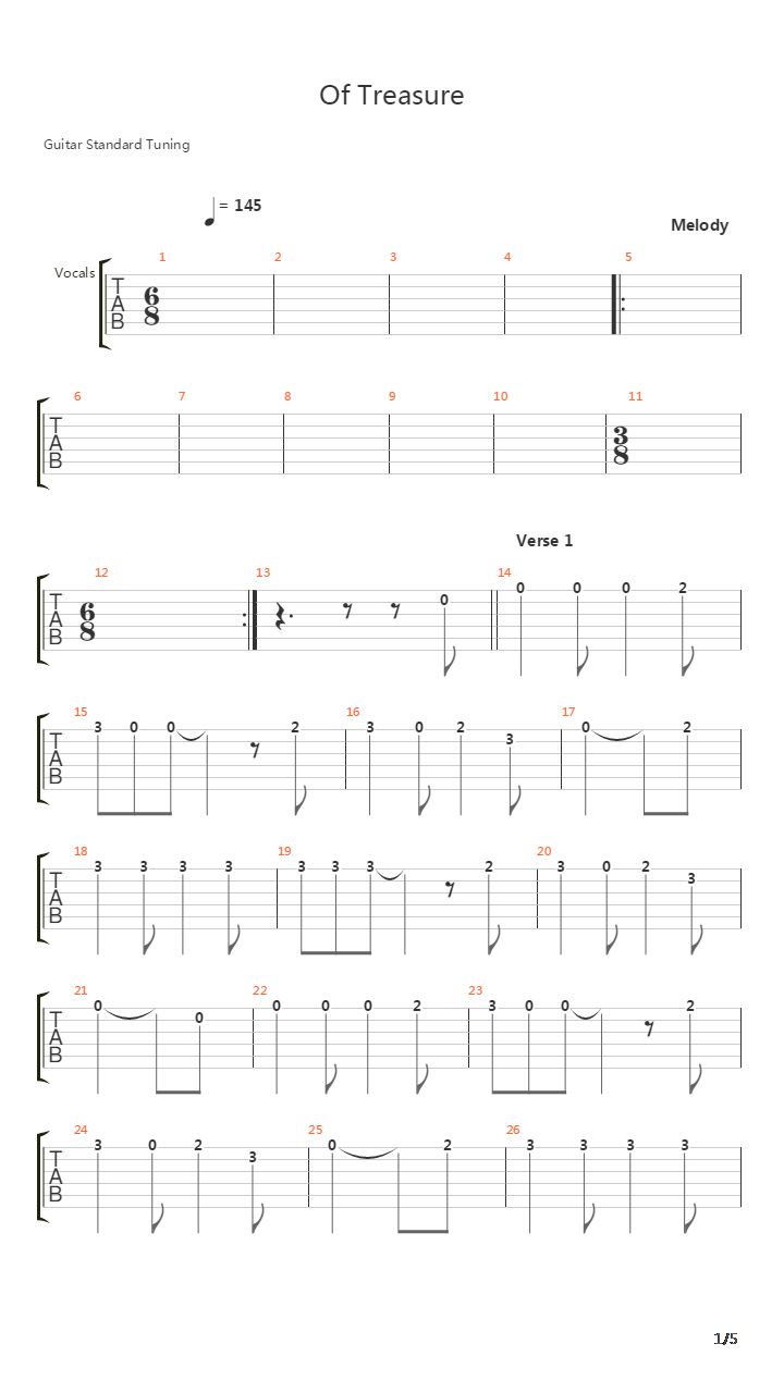 Of Treasure吉他谱