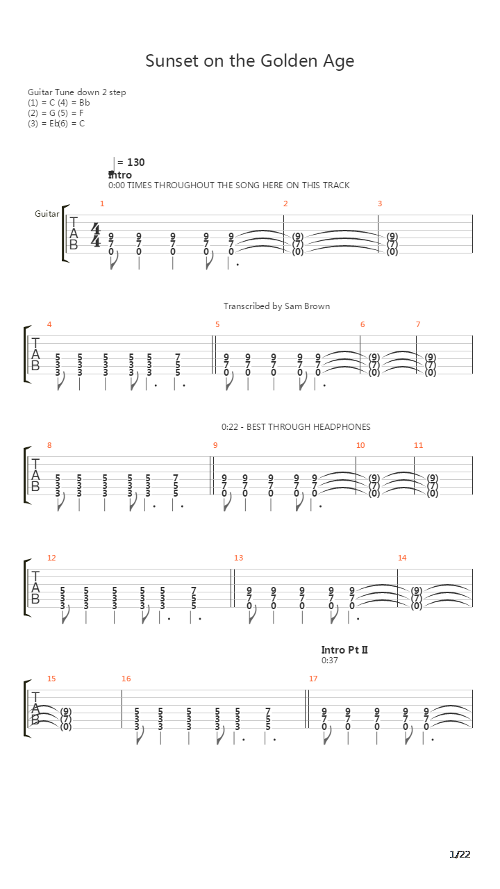 Sunset On The Golden Age吉他谱