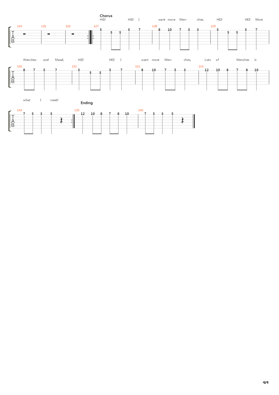 Wenches And Mead吉他谱